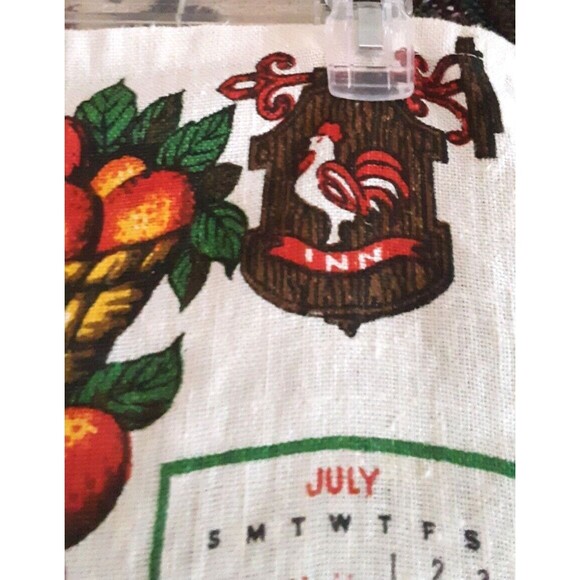 Wall Calendar 1976 Linen Kitchen Tea Towel 16x27 Peaches Teapot Flowers Blessing - Picture 4 of 12